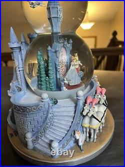 Rare Disney Cinderella Double Snow Globe Musical Wedding Castle