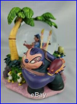 Rare Disney Lilo and Stitch Snow Globe Musical Aloha Oe 8 tall Torches Work