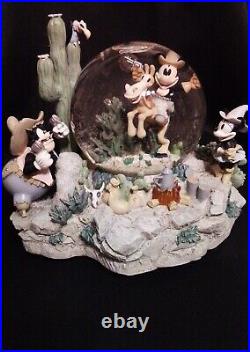 Rare Disney Mickey Home On The Range Snow Globe Lights Up, Music, Animated