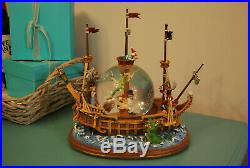 Rare Disney Peter Pan on Pirate Ship Musical Snow Globe Light Up You Can Fly