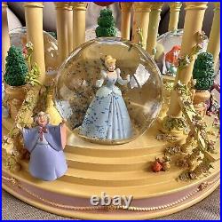 Rare Disney Seasons Princess Musical Snowglobe Cinderella, Ariel, Aurora, Belle