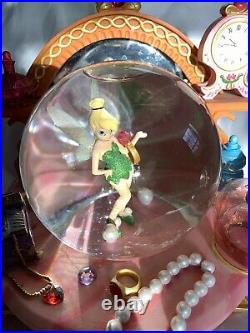 Rare Disney Tinker Bell Musical Snow Globe The Pink Vanity Plays You Can Fly