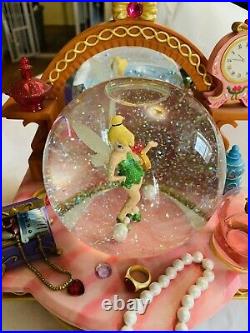 Rare Disney Tinker Bell Musical Snow Globe The Pink Vanity Plays You Can Fly