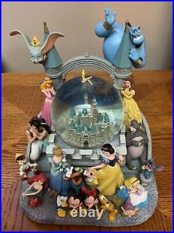 Rare Disney World WDW Wishes 29 Characters Storybook Snow Globe Light Up Musical