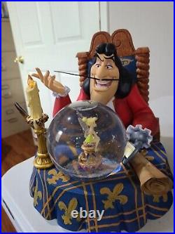 Rare Large Disney Peter Pan Captain Hook Tinkerbell Snow Globe Music Box