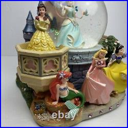 Rare Retired Disney Princess Musical Snow Globe Ariel Cinderella Snow White Bell