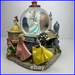 Rare Retired Disney Princess Musical Snow Globe Ariel Cinderella Snow White Bell