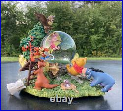 Rare Winnie the Pooh & Friends Blustery Day Musical Snow Globe Disney