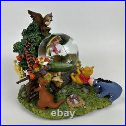 Rare Winnie the Pooh & Friends Blustery Day Musical Snow Globe Disney Working