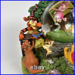 Rare Winnie the Pooh & Friends Blustery Day Musical Snow Globe Disney Working