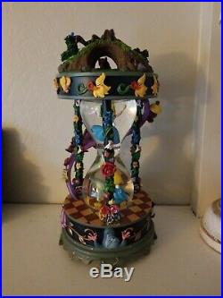 RareDisney 25th Anniversary Alice In Wonderland Hourglass Snow globe Music Box