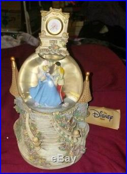 Retired rar Disney Cinderella so this is love Musical Light up Clock Snow Globe
