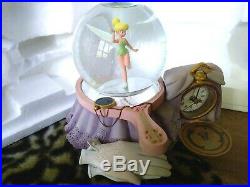 Tinker Bell Disney Store Musical Peter Pan Snow Globe With Clock, Blower, New Mib