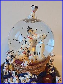 Vintage 1989 Disney 101 Dalmatians Musical Rotating Snow Globe In Original Box