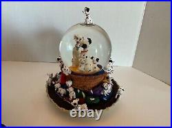 Vintage 1989 Disney 101 Dalmatians Musical Rotating Snow Globe RARE Disneyland