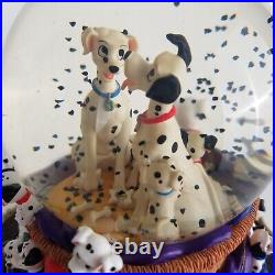 Vintage 1989 Disney 101 Dalmatians Musical Rotating Snow Globe RARE Disneyland