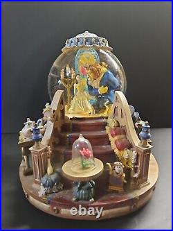 Vintage 1991 Beauty The Beast Musical Snow Globe Enchanted Love Fireplace GUC