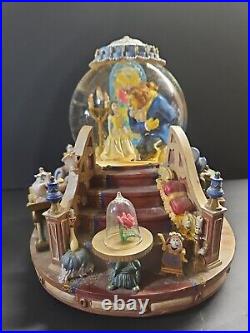 Vintage 1991 Beauty The Beast Musical Snow Globe Enchanted Love Fireplace GUC