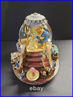 Vintage 1991 Beauty The Beast Musical Snow Globe Enchanted Love Fireplace GUC