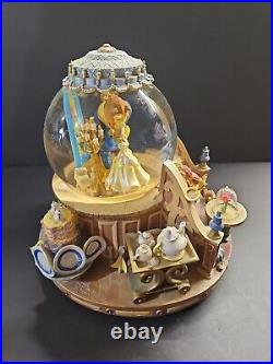 Vintage 1991 Beauty The Beast Musical Snow Globe Enchanted Love Fireplace GUC