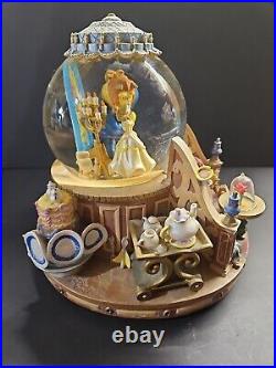 Vintage 1991 Beauty The Beast Musical Snow Globe Enchanted Love Fireplace GUC