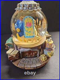 Vintage 1991 Beauty The Beast Musical Snow Globe Enchanted Love Fireplace GUC