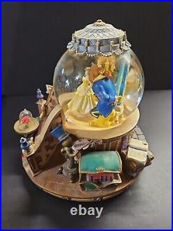 Vintage 1991 Beauty The Beast Musical Snow Globe Enchanted Love Fireplace GUC