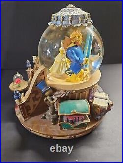 Vintage 1991 Beauty The Beast Musical Snow Globe Enchanted Love Fireplace GUC