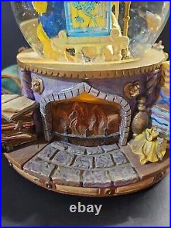 Vintage 1991 Beauty The Beast Musical Snow Globe Enchanted Love Fireplace GUC