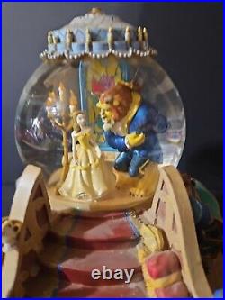 Vintage 1991 Beauty The Beast Musical Snow Globe Enchanted Love Fireplace GUC