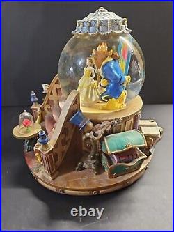 Vintage 1991 Beauty The Beast Musical Snow Globe Enchanted Love Fireplace GUC