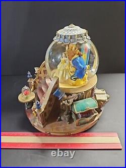 Vintage 1991 Beauty The Beast Musical Snow Globe Enchanted Love Fireplace GUC