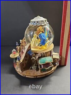 Vintage 1991 Beauty The Beast Musical Snow Globe Enchanted Love Fireplace GUC