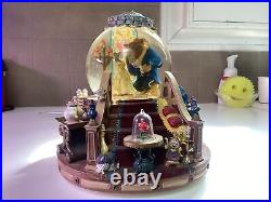 Vintage 1991 Beauty and The Beast Musical Snow Globe Enchanted Love Fireplace