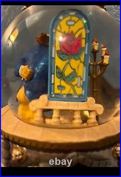 Vintage 1991 Beauty and The Beast Musical Snow Globe Enchanted Love Fireplace