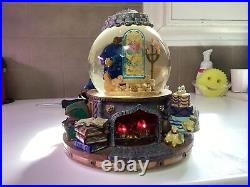 Vintage 1991 Beauty and The Beast Musical Snow Globe Enchanted Love Fireplace
