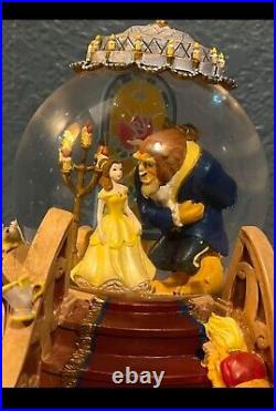 Vintage 1991 Beauty and The Beast Musical Snow Globe Enchanted Love Fireplace