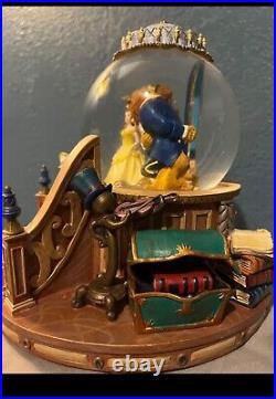 Vintage 1991 Beauty and The Beast Musical Snow Globe Enchanted Love Fireplace