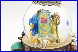 Vintage 1991 Disney Beauty & The Beast Musical Snow Globe -Fire Lights Up! NIB