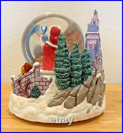 Vintage Beauty And The Beast Belle Musical Snow Globe Winter Scene Feeding Birds