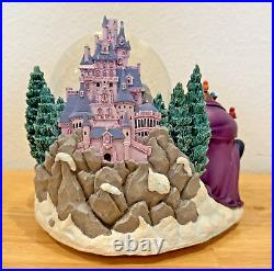 Vintage Beauty And The Beast Belle Musical Snow Globe Winter Scene Feeding Birds