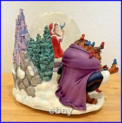 Vintage Beauty And The Beast Belle Musical Snow Globe Winter Scene Feeding Birds