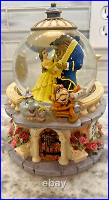 Vintage Beauty and the Beast Rose Garden Musical Snow Globe Pristine Condition