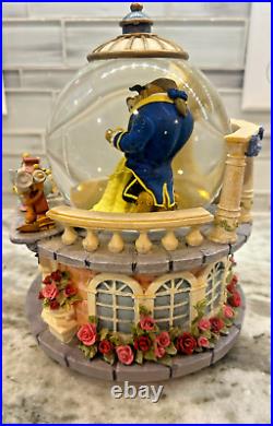 Vintage Beauty and the Beast Rose Garden Musical Snow Globe Pristine Condition