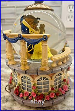 Vintage Beauty and the Beast Rose Garden Musical Snow Globe Pristine Condition