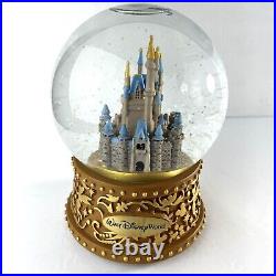 Vintage Cinderella Castle Disney World Parks Musical Embossed Snow Globe -Works
