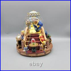 Vintage Disney Beauty And The Beast Musical Snow Globe With Fireplace Works READ