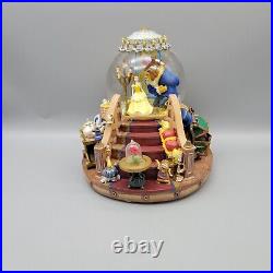 Vintage Disney Beauty And The Beast Musical Snow Globe With Fireplace Works READ