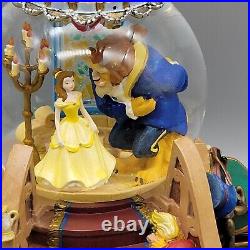 Vintage Disney Beauty And The Beast Musical Snow Globe With Fireplace Works READ