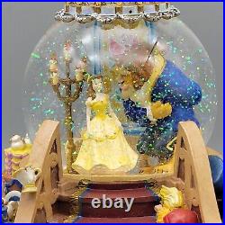 Vintage Disney Beauty And The Beast Musical Snow Globe With Fireplace Works READ